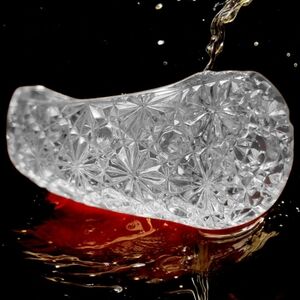 Vtg Candle Holder Canoe Cut Glass Daisy & Button